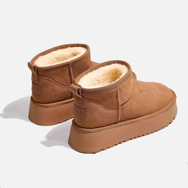 Thick velvet waterproof sponge cake short tube height increasing cotton shoes