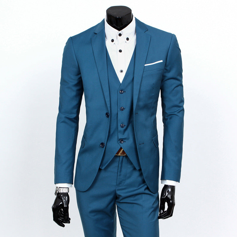 Suit set men's three piece set British casual business suit