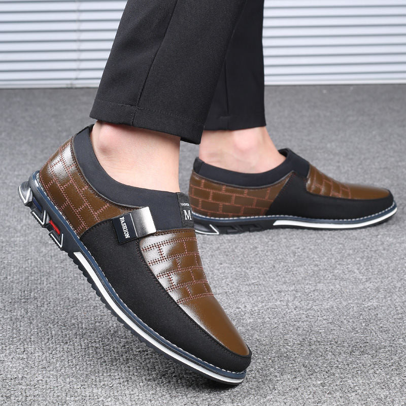 Leather Men Casual Shoes Loafers Moccasins Breathable Slip on Black Driving Shoes Plus Size 38-46