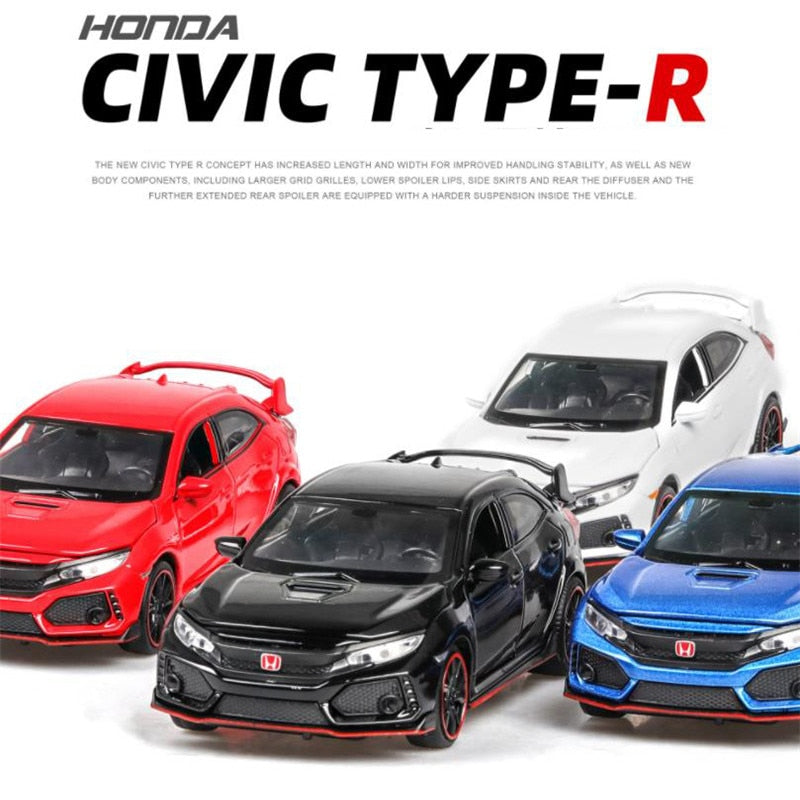 1:32 HONDA CIVIC TYPE-R Diecast Metal Car Model Sound Lights