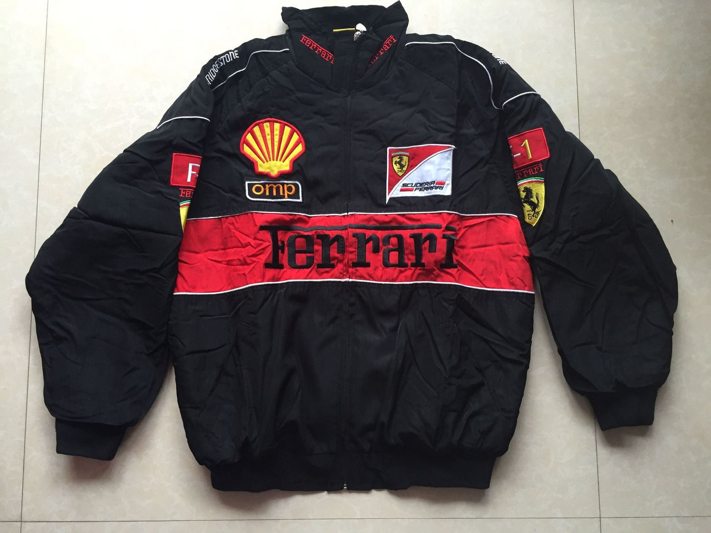Unisex F1 racing style retro style cotton full embroidery jacket