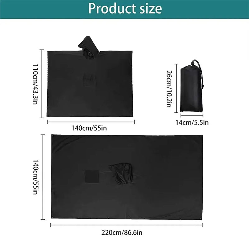 3 In 1 Outdoor Raincoat Hooded Sleeve Waterproof Rain Poncho