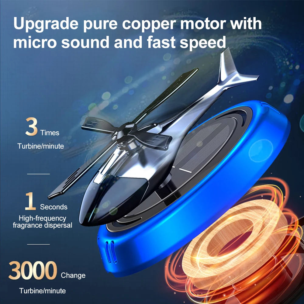 Solar Powered Rotating Helicopter Aromatherapy Car Ornament Car Air Freshener Alloy + Add Perfume to internal Wood Machine