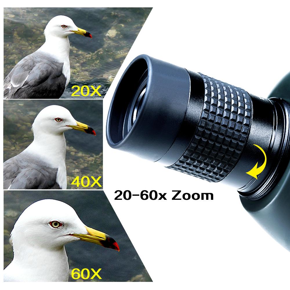 Waterproof Telescope - 20-60x60 Zoom Monocular Telescope - With Tripod - with Camera Photography