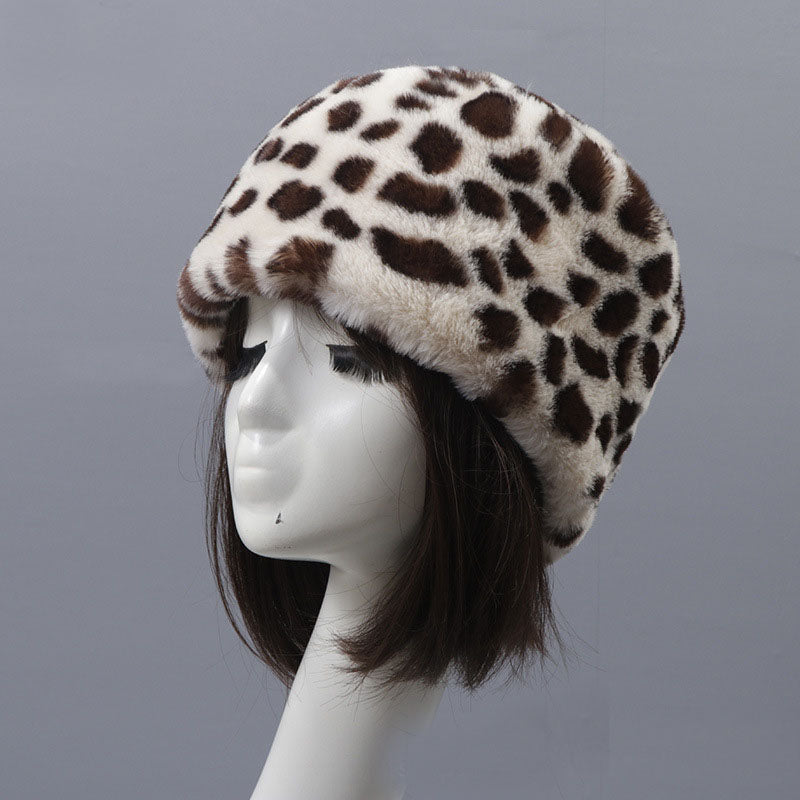 Otter Rabbit simulation fur round flat top brimless hat