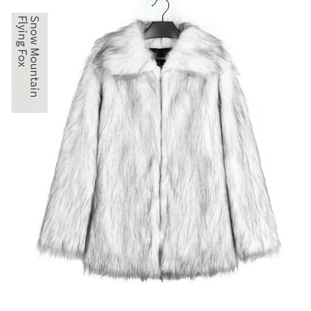 Men Faux Fox Fur Jacket Coat Winter Thick Fluffy Long Sleeve Lapel Warm Shaggy Outerwear Luxury Jacket Bontjas Jackets Mens