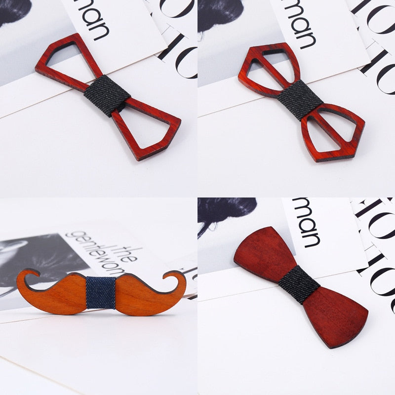 Chicago Style Wood Elegant Gentleman Bow Ties