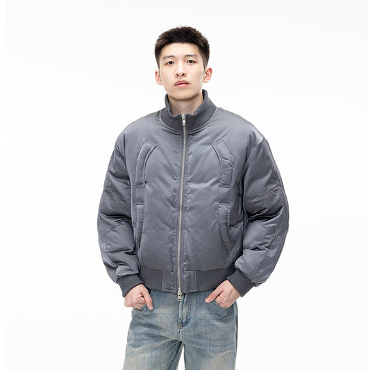 Flight Jacket Men's Winter Stand-up Collar Short Coat Clean Fit Silhouette Cotton Jacket