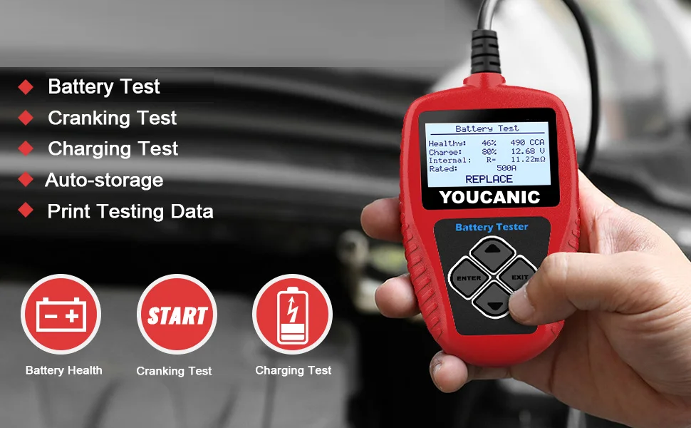 Voltcheck Pro | Digital Battery & Charging System Tester Analyzer | UCAN-VOLT-II