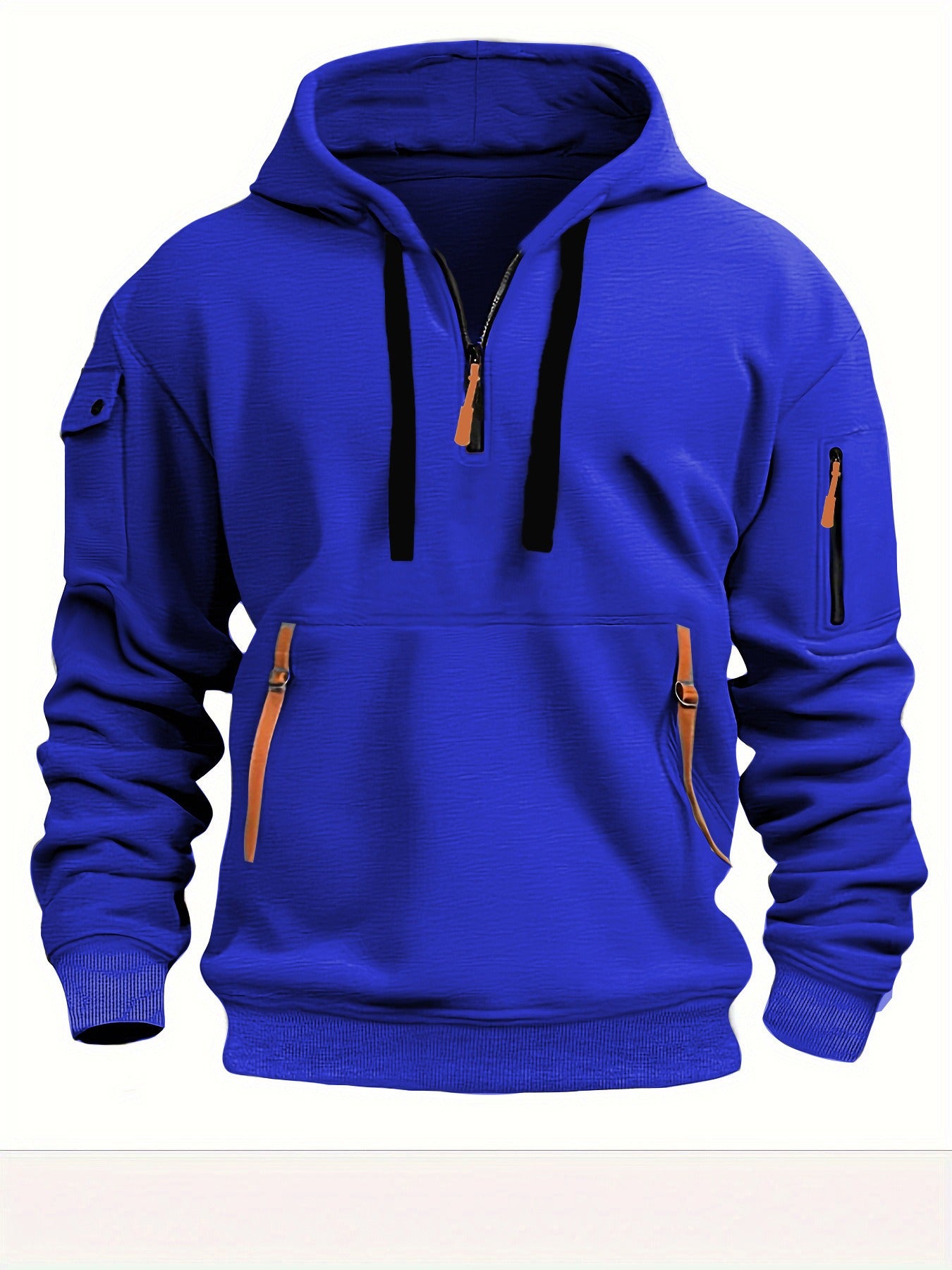 Hoodie hooded sweatshirt with zipper multi pocket pullover