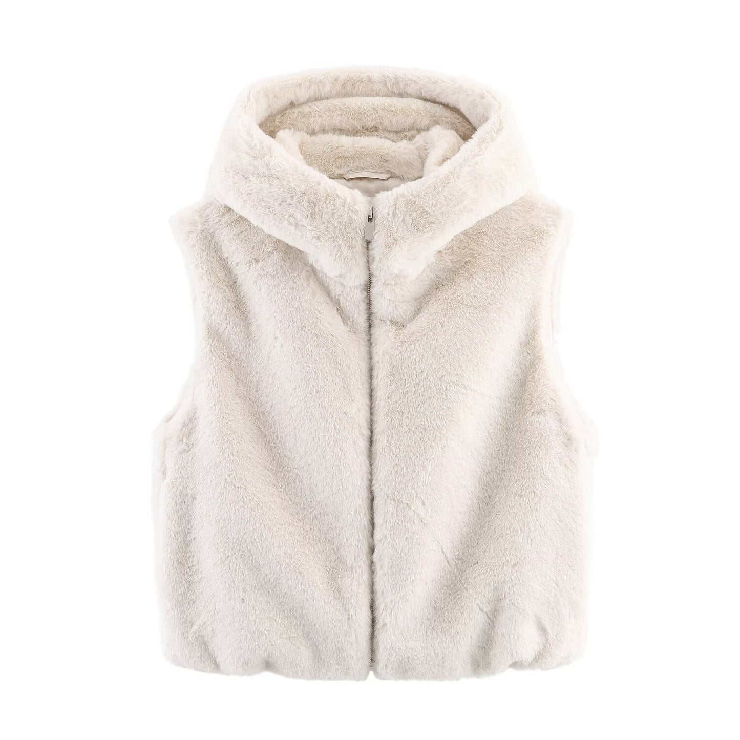 Hooded faux Fur vest