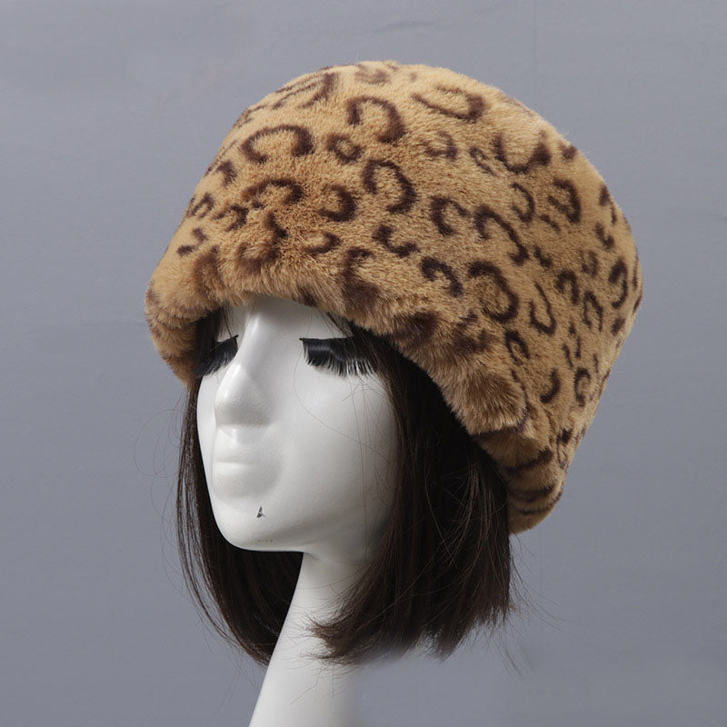 Otter Rabbit simulation fur round flat top brimless hat