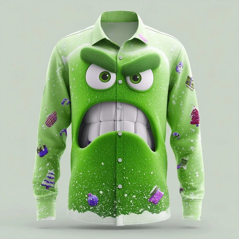 Men's 3D printed Snowflake Fun Face Shirt