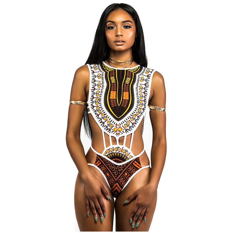 Swimwear Digital Printing African Style Push Up Brazilian Bikini Beach Wear Swim Suit