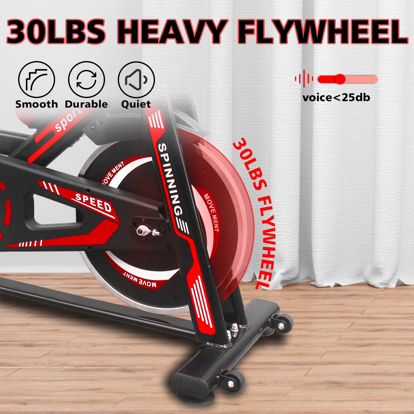 Exercise Bike Cycling Bike with Comfortable Seat Cushion Black+Red