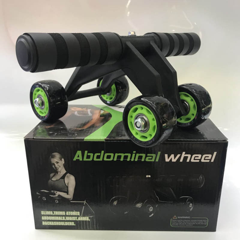 Abdominal 4 Wheel Exercise Wheel Abdominal Set Kit Gym Equipment