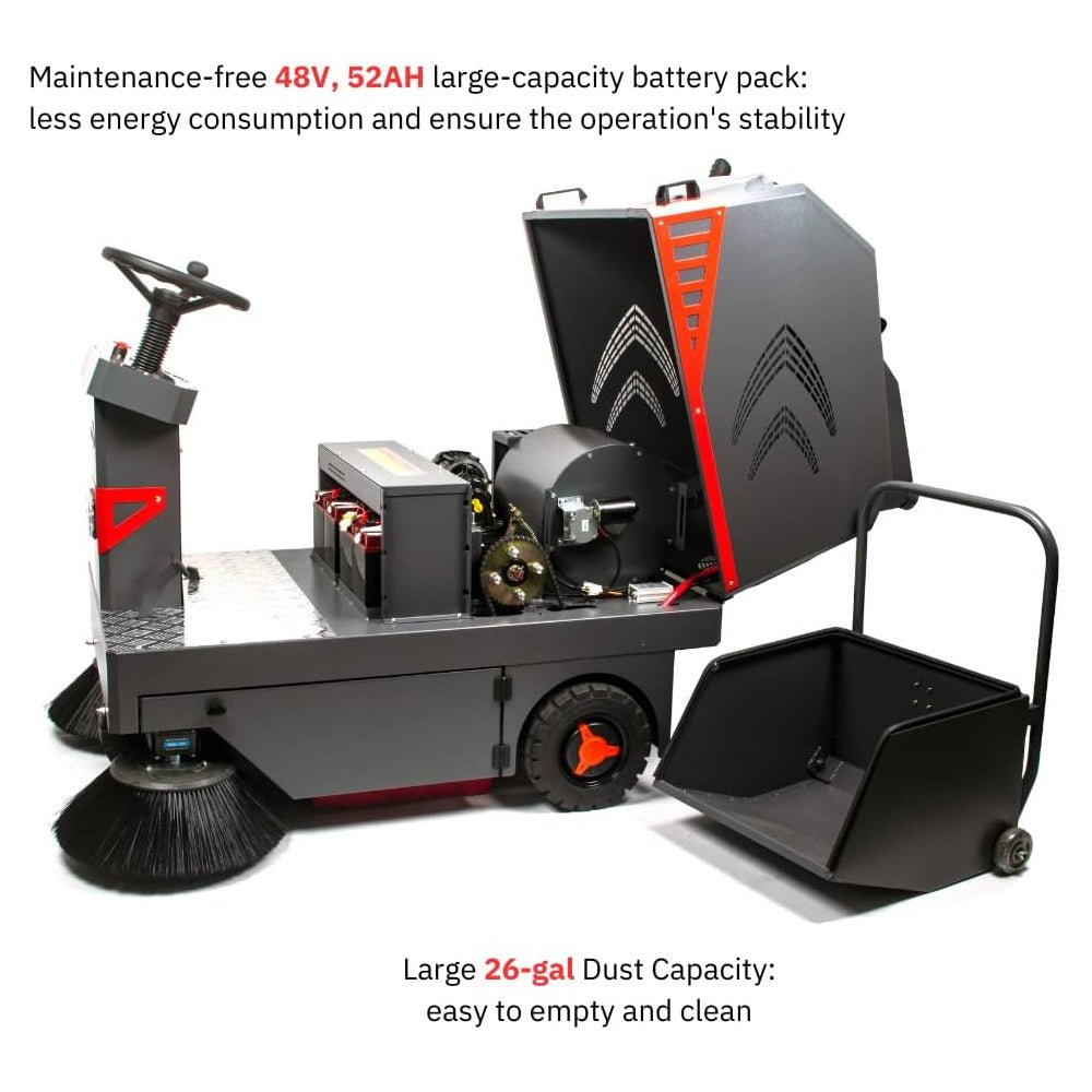 49" Heavy Duty Electric Industrial Ride-On Floor Sweeper With Dust Bin, 1400W (92718463)