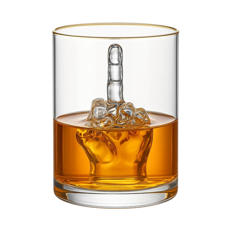 Middle Finger Whiskey Glass with 3D Finger Inside