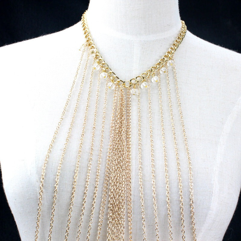 Crystal Multi layered Long Necklace Body Chain