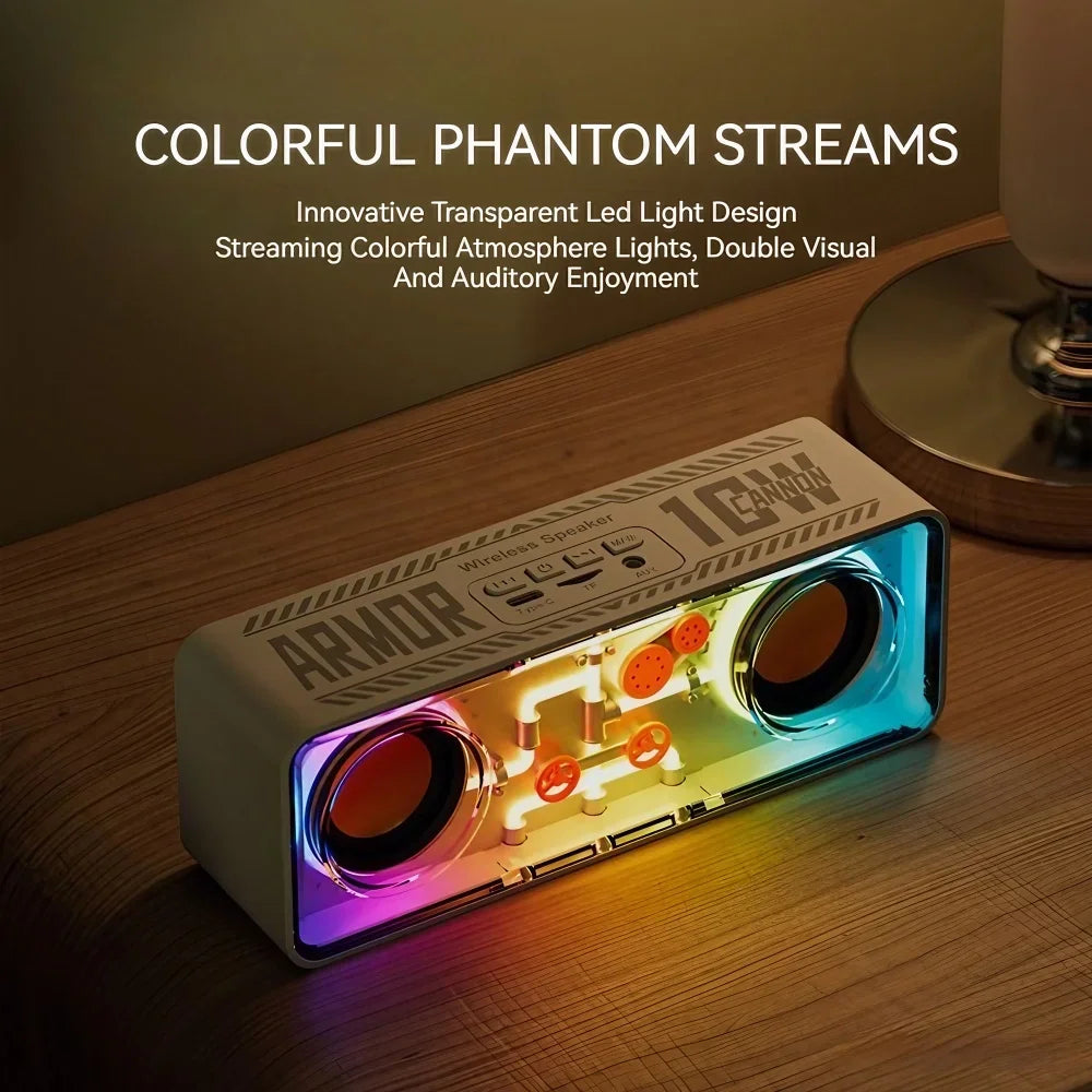 Bass Vibro-sound Dual Speakers Transparent Mechanical Wireless Bluetooth Speakers
