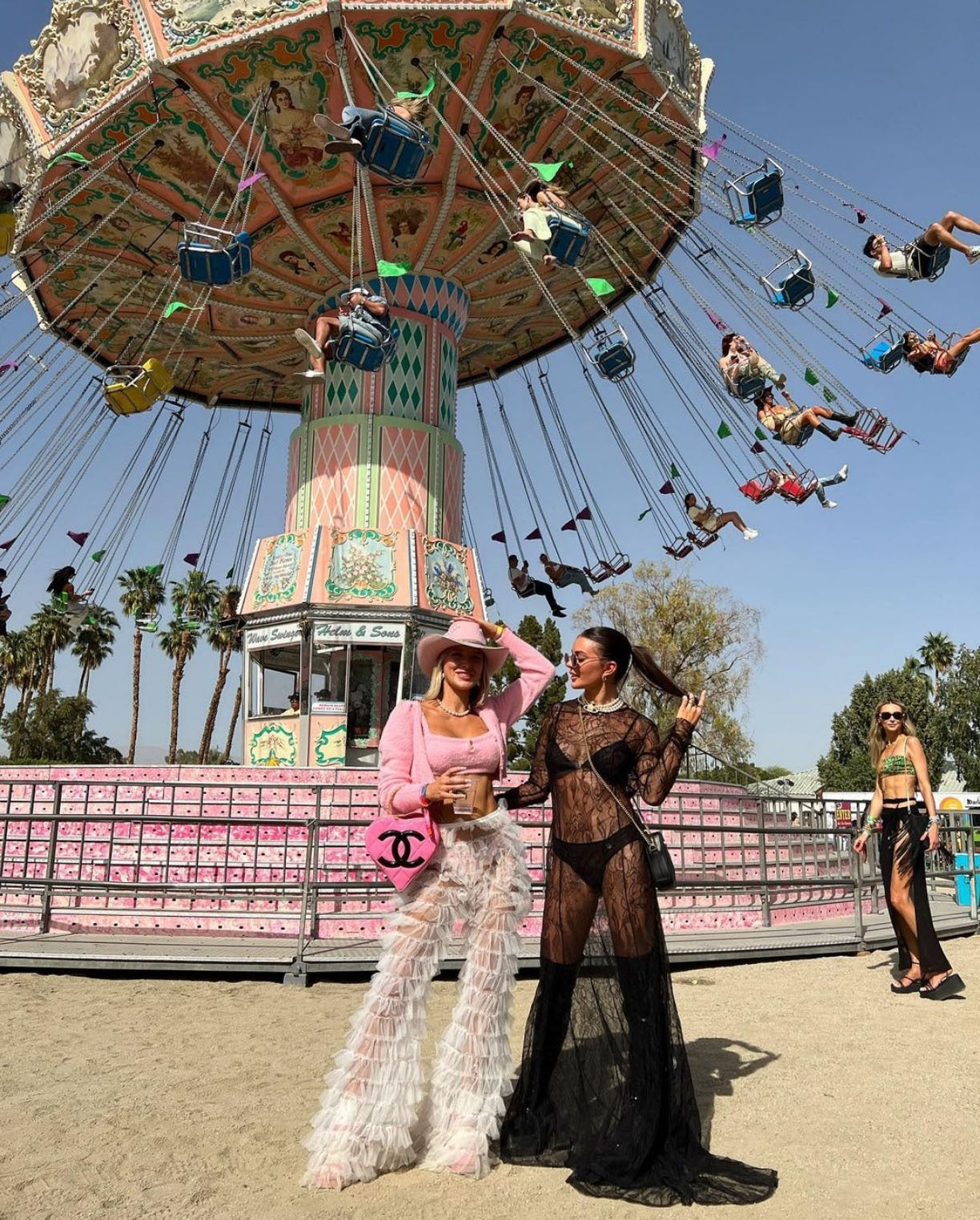 Layered Mesh Flare Pants