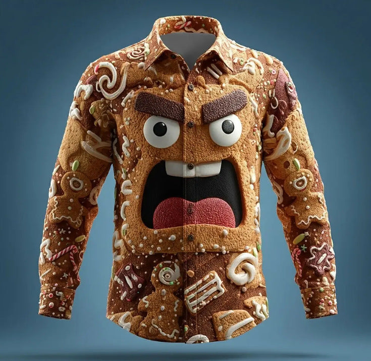 Men's 3D printed Snowflake Fun Face Shirt