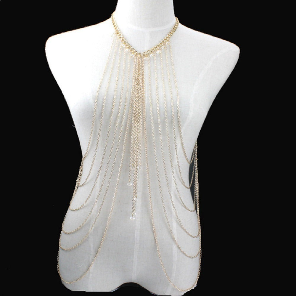 Crystal Multi layered Long Necklace Body Chain
