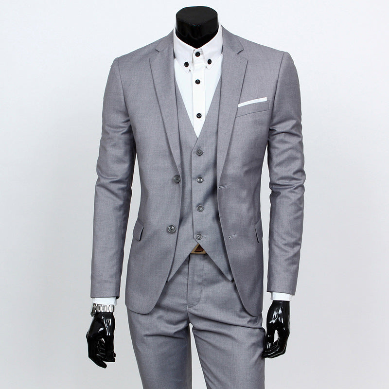 Suit set men's three piece set British casual business suit