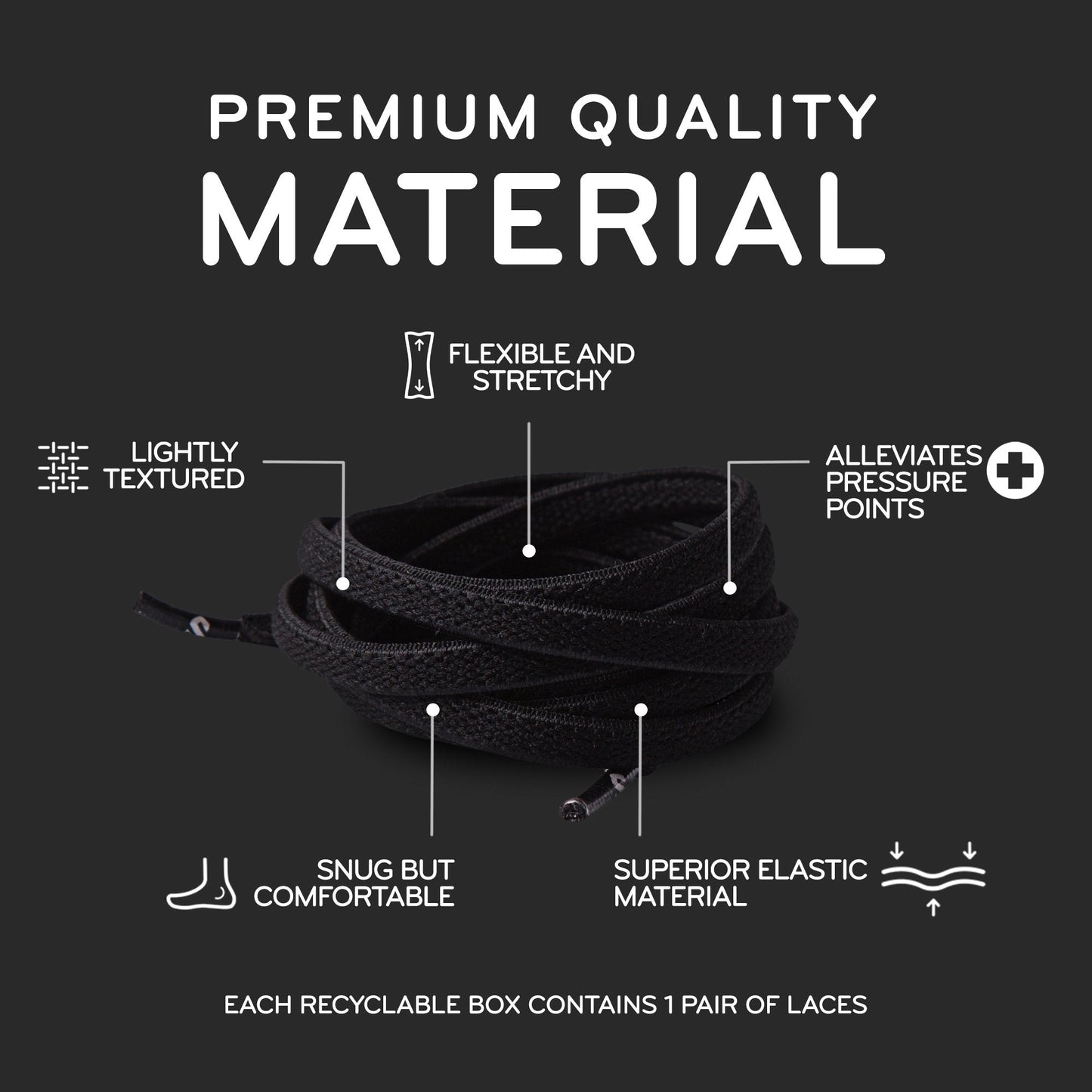 Black Flat Elastic Stretch Shoe Laces