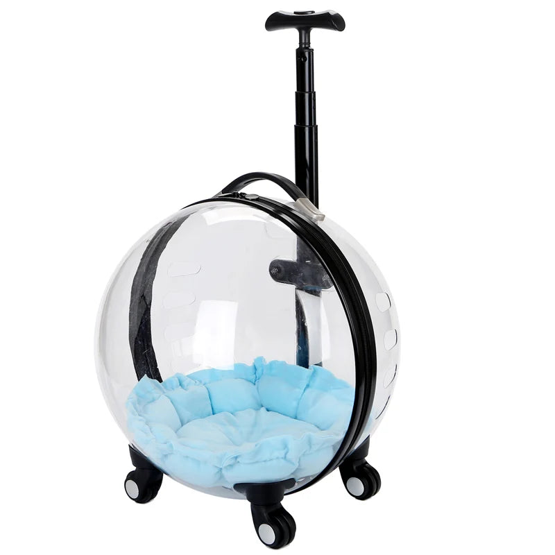 Rolling Pet Travel Trolley with Wheel, Transparent Capsule, Puppies, Dogs, Cat Carriers Bag, 5-20Kg