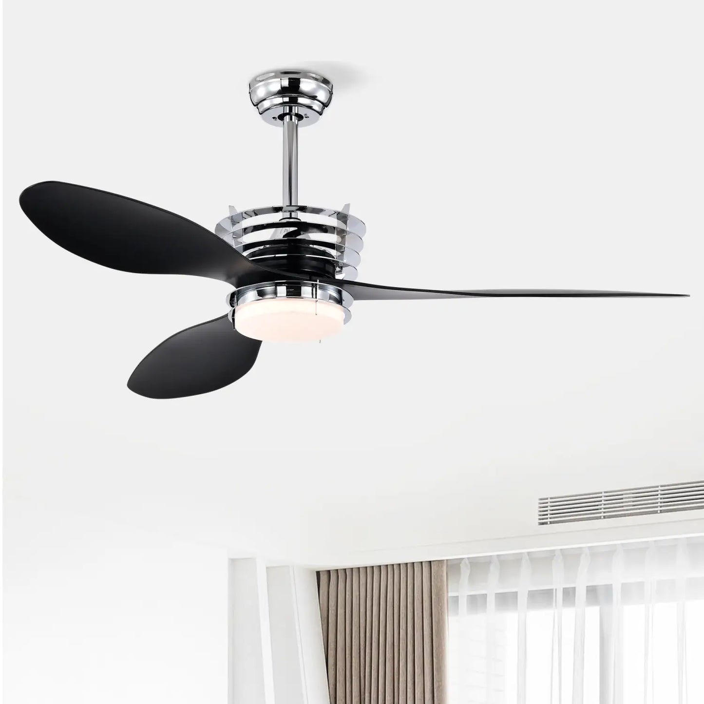 52" Modern Ceiling Fan with Light, 3 ABS Blades, DC Remote Control