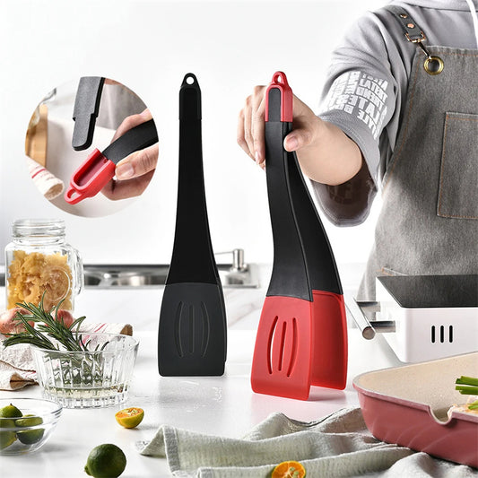 3 In 1 Frying Spatula Clip Silicone Food Clip Frying Steak Pancakes Shovel Slotted