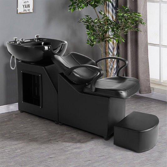 53" Large Premium Salon Barber Backwash Shampoo Chair W/ Bowl, Sink & Footrest (98127653)