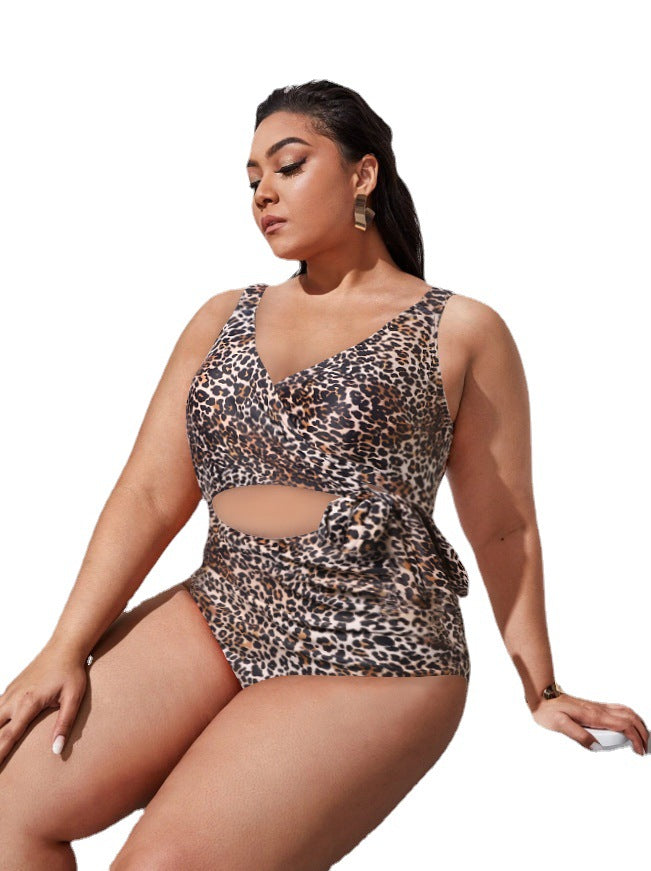 Swimsuit Cross Straps Leopard Print One-Piece Swimwear
