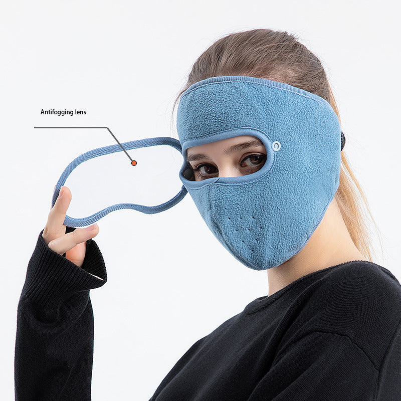 Face Mask Polar Fleece Riding Windproof HD Goggles Anti-Fog Mask