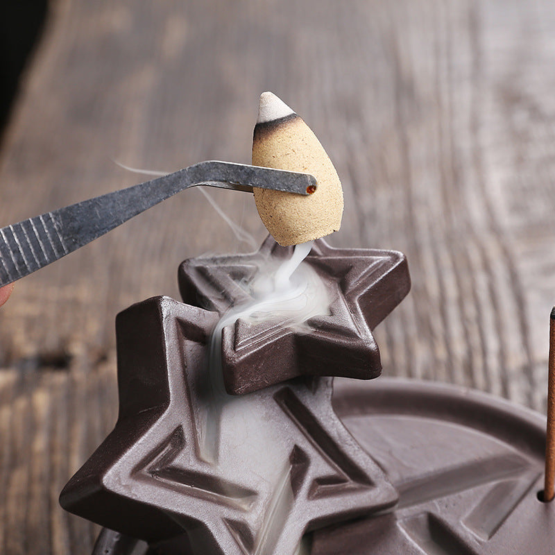 Purple Sand Backflow Incense Burner Creative Islamic Pattern Ornaments Home Household Backflow Aromatherapy Indoor Agarwood