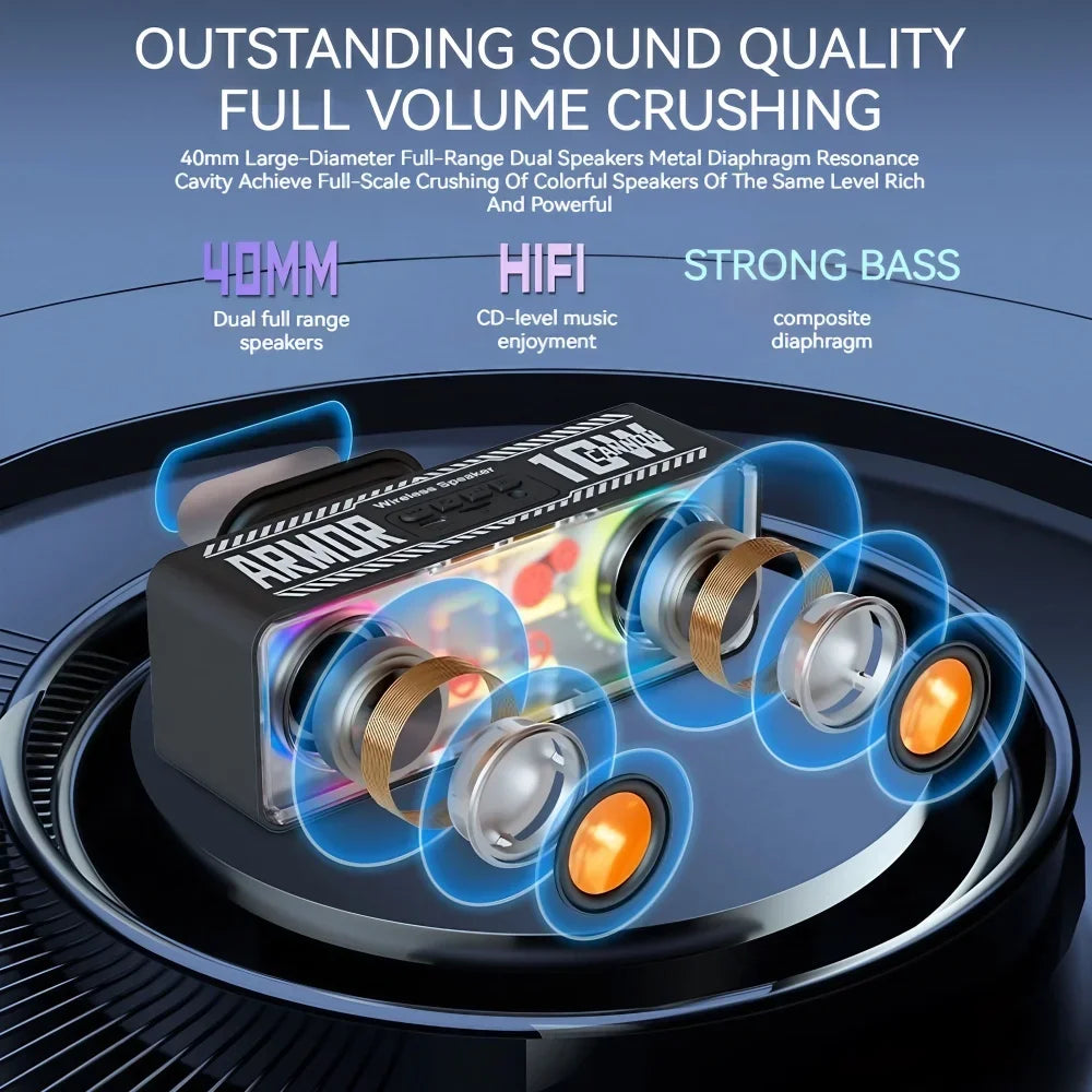Bass Vibro-sound Dual Speakers Transparent Mechanical Wireless Bluetooth Speakers