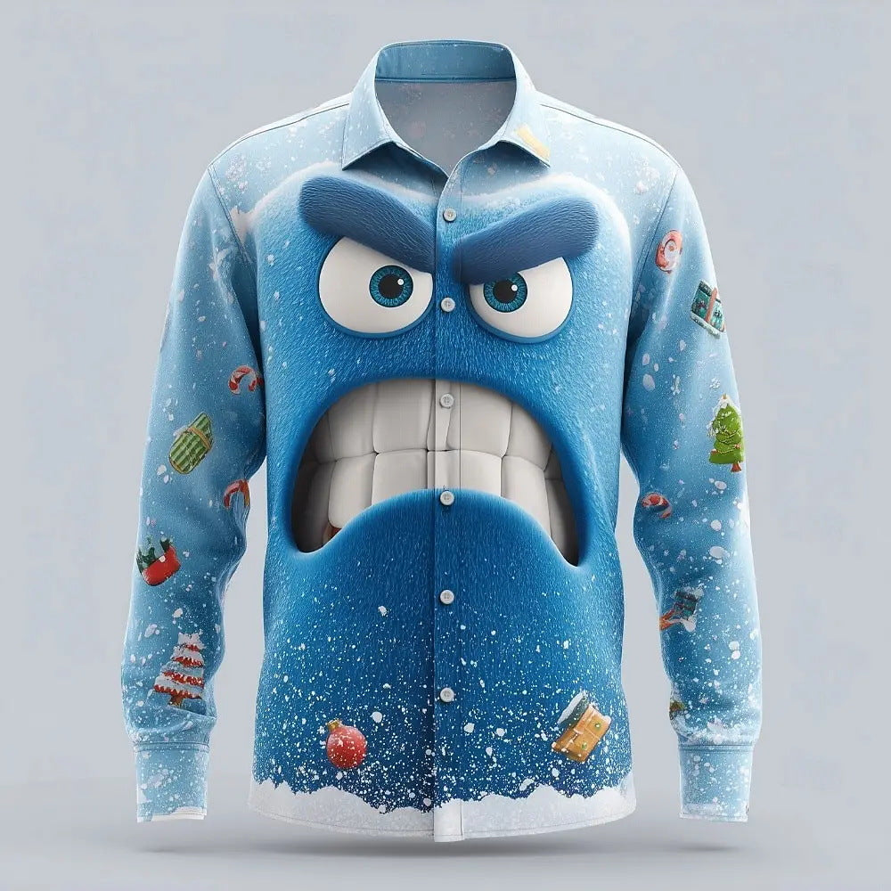 Men's 3D printed Snowflake Fun Face Shirt