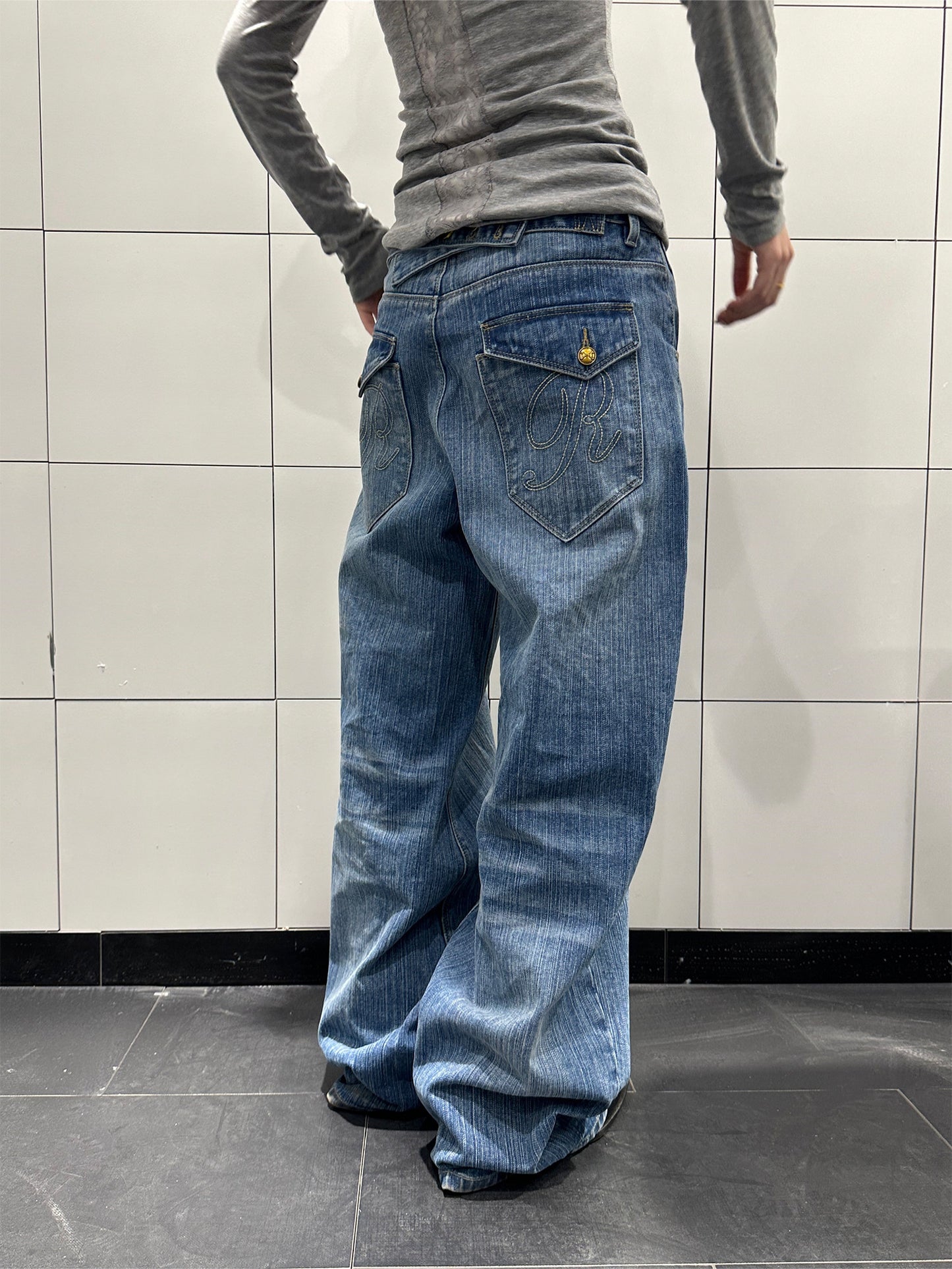 Retro Buckle Bamboo Joint Jeans