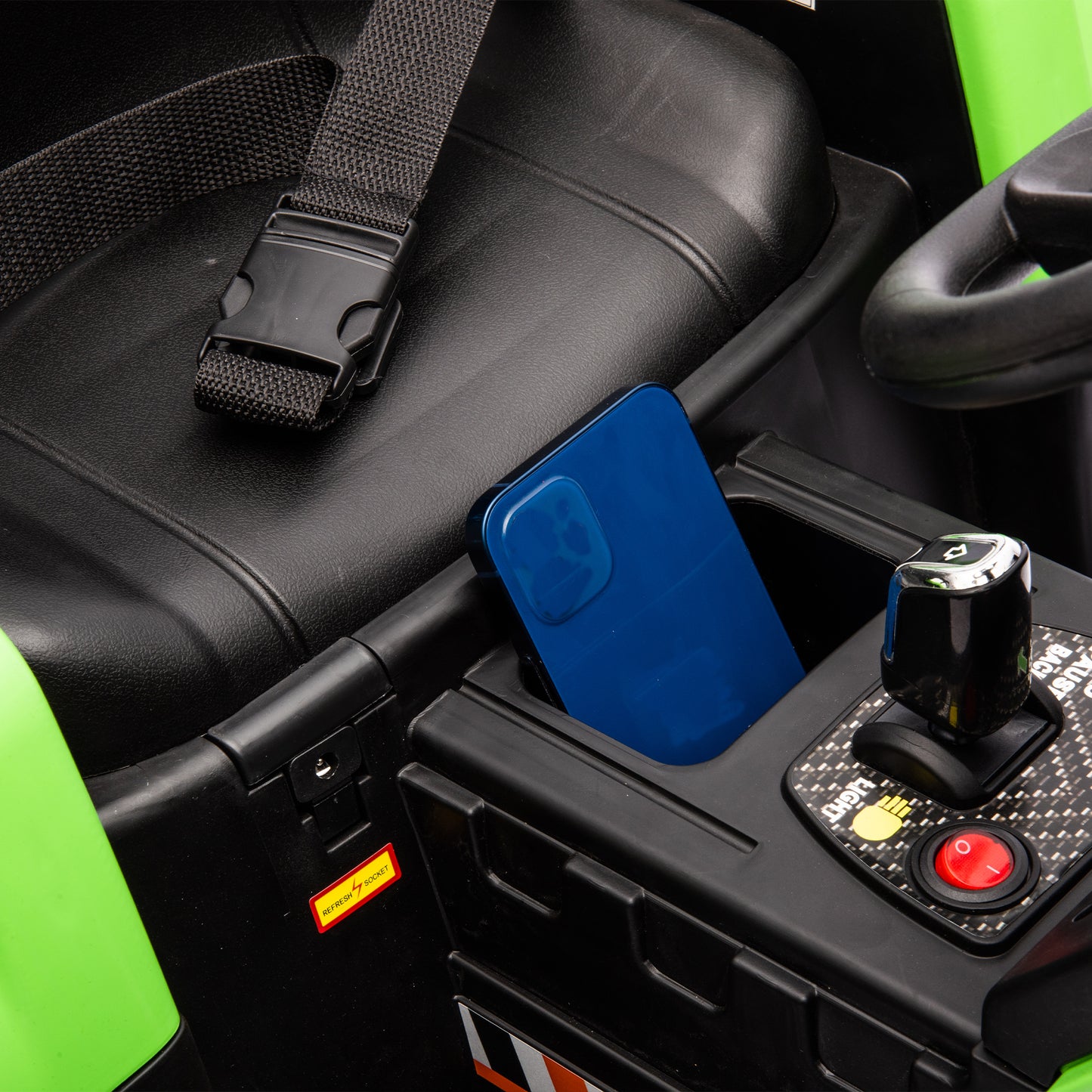 Electric Tractor powered by 24V battery, 200w * 2 motor 1.86-4.97MPH/remote control three speed adjustable