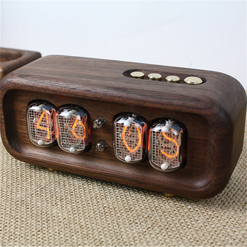 Black Walnut Solid Wood Glow Tubes Digital Electronic Clock
