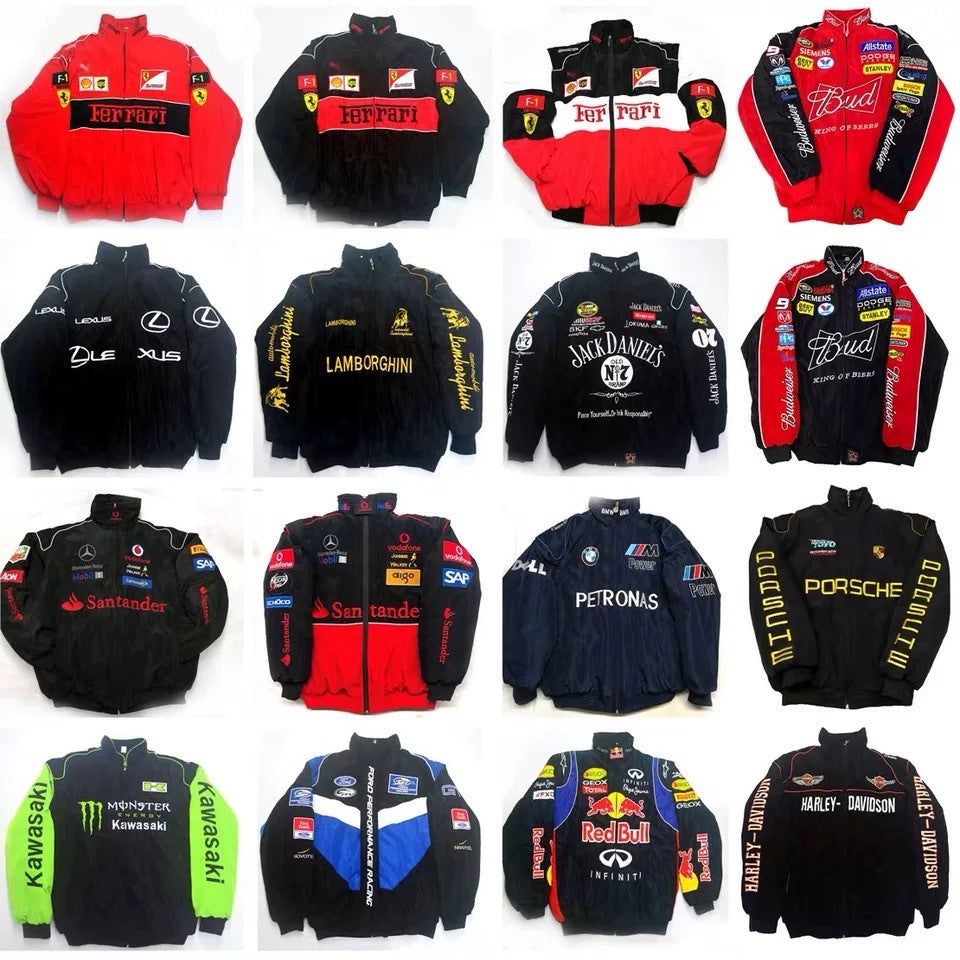 Porsche Lamborghini Ferrari Red Bull Harley Davidson Kawasaki Monster BMW Mercedes branded Jackets