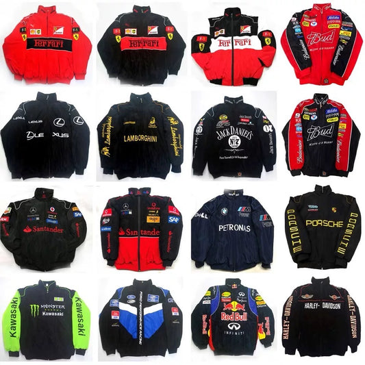Porsche Lamborghini Ferrari Red Bull Harley Davidson Kawasaki Monster BMW Mercedes branded Jackets
