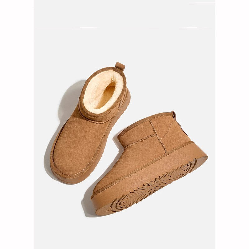 Thick velvet waterproof sponge cake short tube height increasing cotton shoes