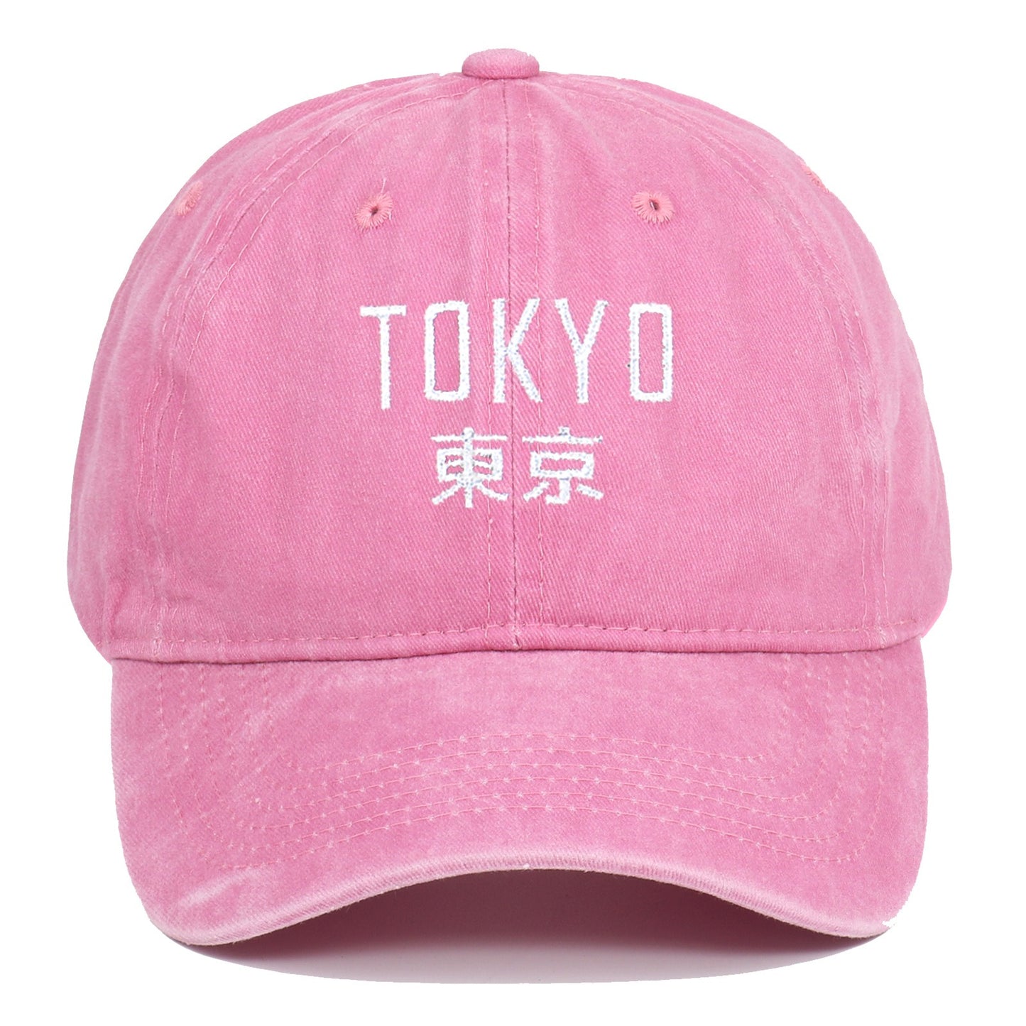 Tokyo letter embroidery soft top washed baseball cap