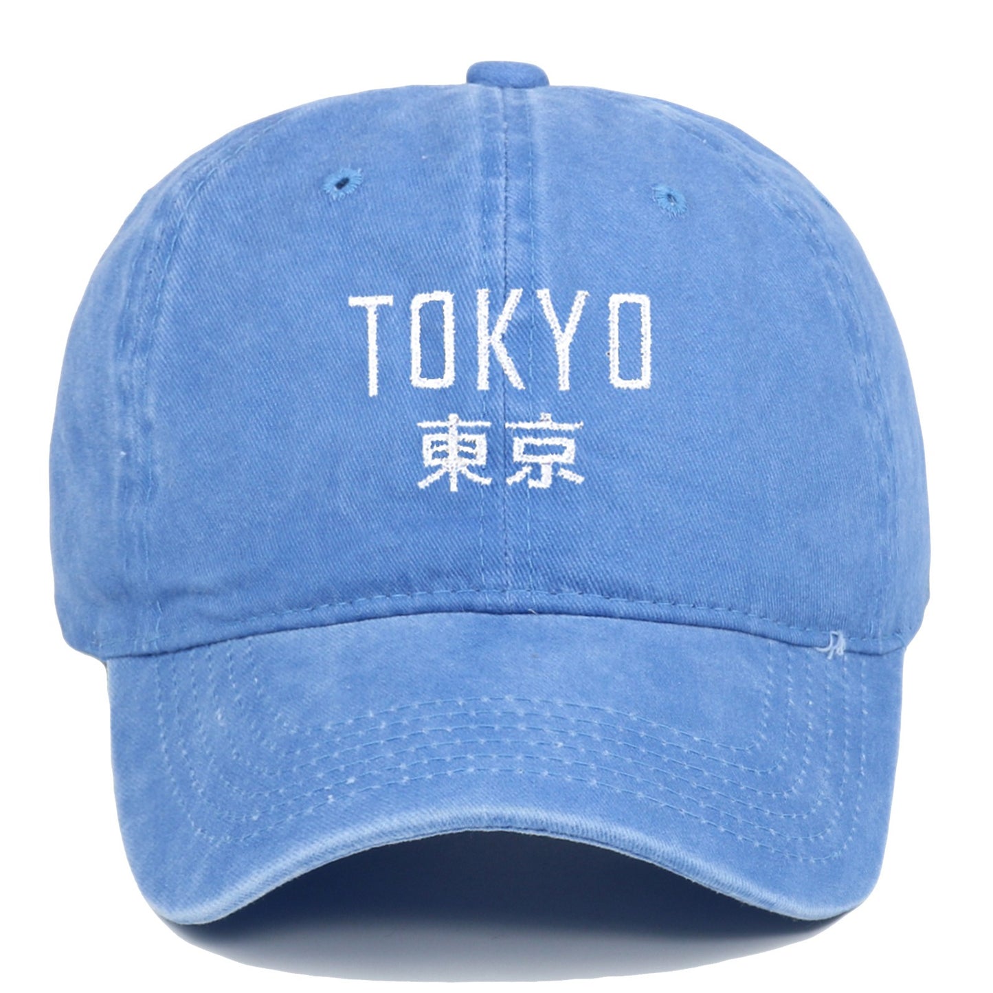 Tokyo letter embroidery soft top washed baseball cap