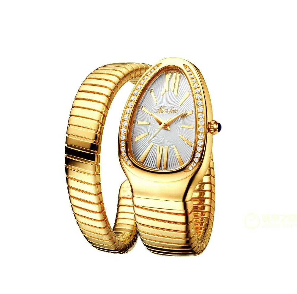 Snake Shape Luxury Wrist Watch For Women Steel Unique Gold Quartz Ladies Watch Clock Relogio Feminino