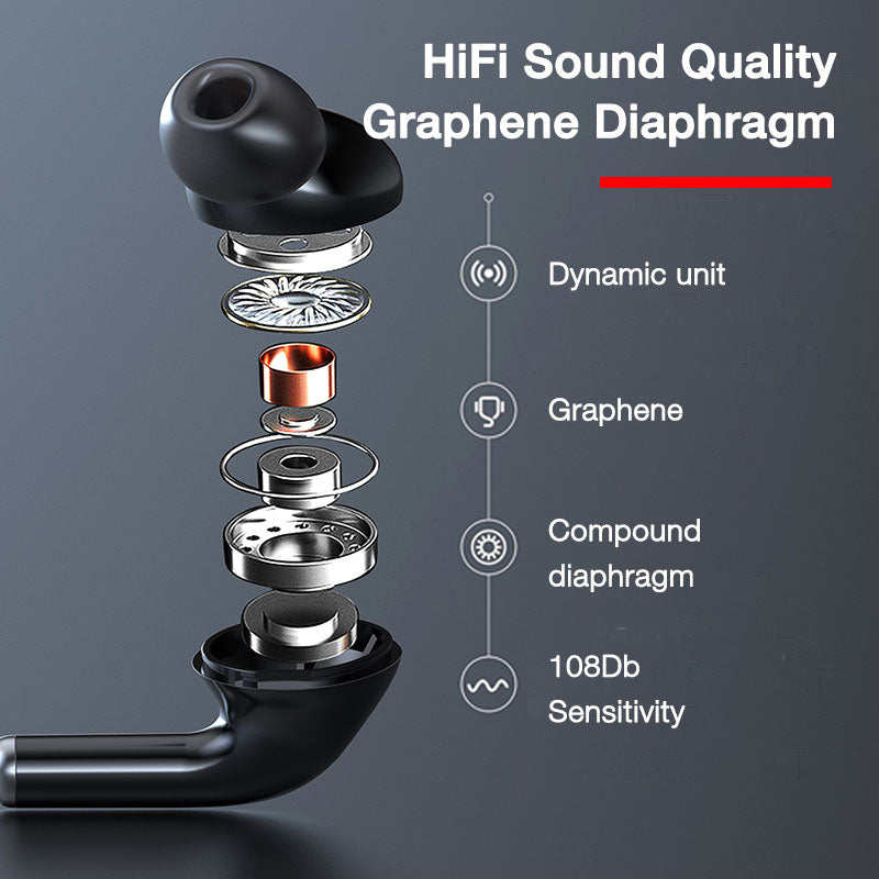 60 Hours Around Neck Headband Bluetooth Headphones Stereo Bass Wireless Headphone LED Display Headset TF Card