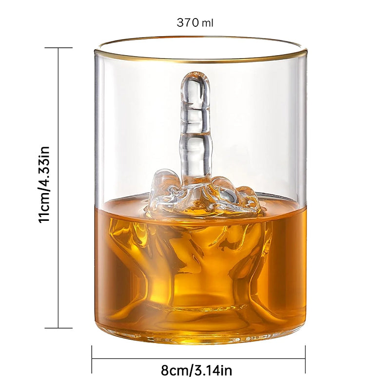 Middle Finger Whiskey Glass with 3D Finger Inside