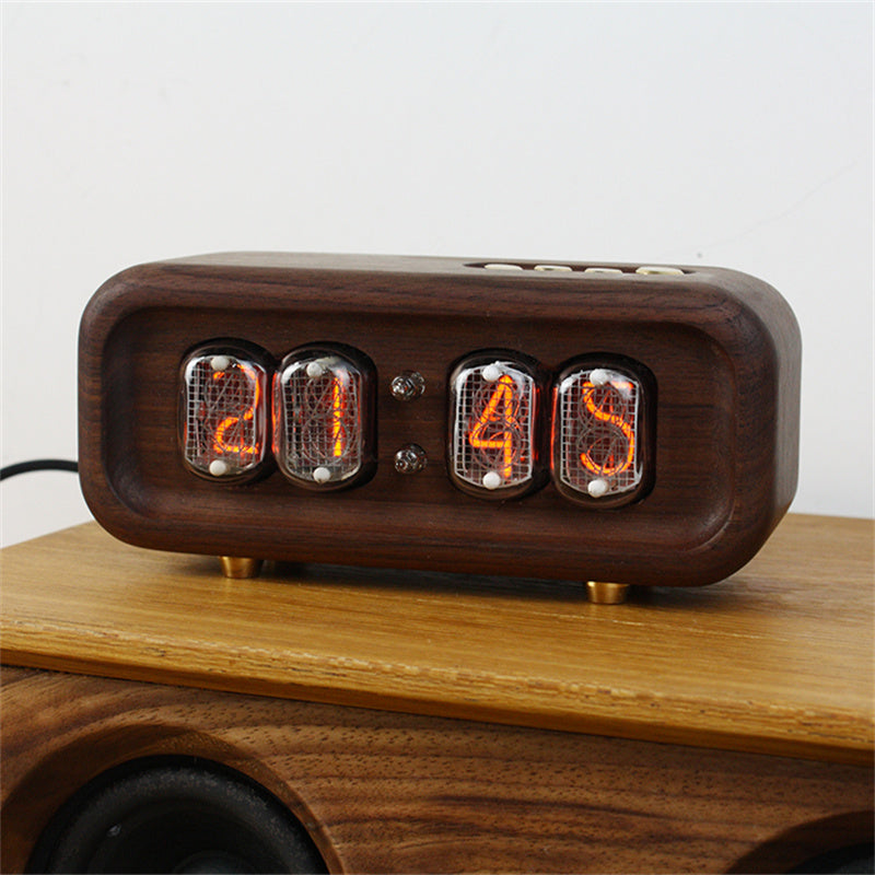 Black Walnut Solid Wood Glow Tubes Digital Electronic Clock